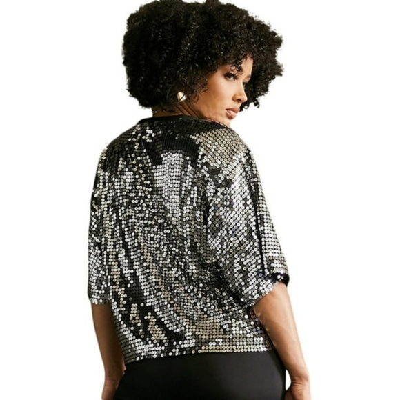 TopStyle Black Sequin Top - Picture 8 of 10